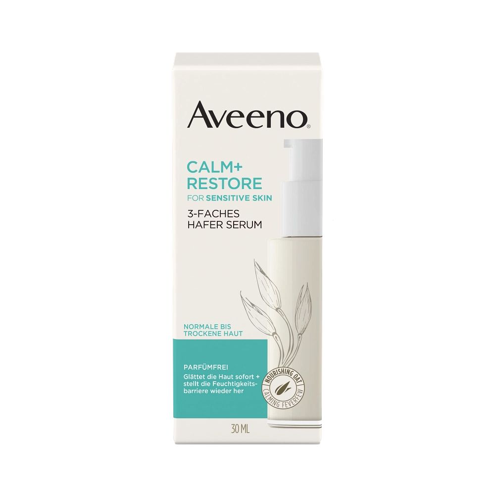 Aveeno® Calm + Restore™ 3-faches Hafer Serum, 30ml – Verpackung Vorderseite