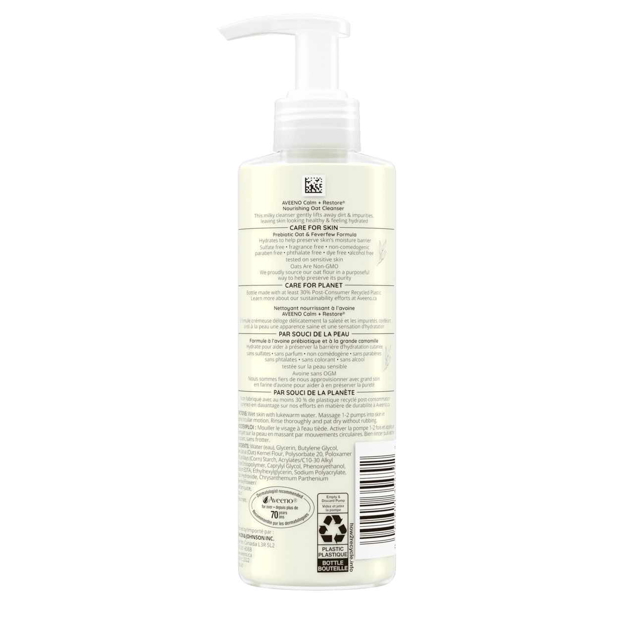 Back Shot of AVEENO® Calm + Restore Nourishing Oat Cleanser