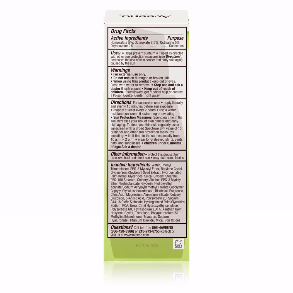 Back pack shot of Aveeno® Positively Radiant CC Cream SPF 30