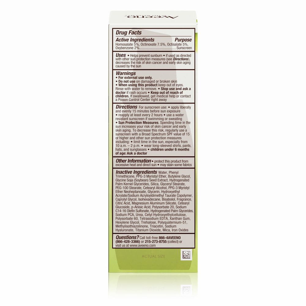 Back pack shot of Aveeno® Positively Radiant CC Cream SPF 30