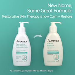 New Name and Look of Aveeno® Calm + Restore Oat Repairing Lotion for Sensitive Skin & Dry Skin