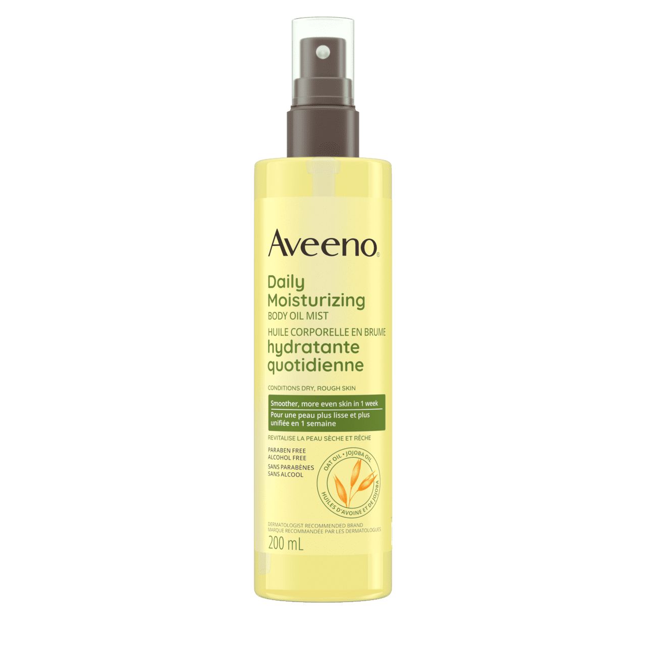 Panneau avant du flacon de l'huile corporelle hydratante quotidienne en brume AVEENO® 