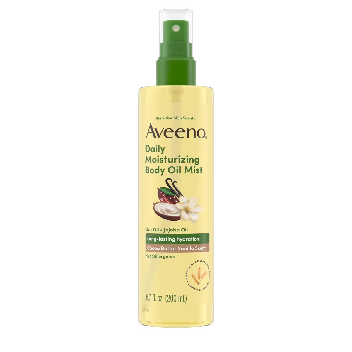 Daily Moisturizing Body Oil Mist, Cocoa Butter Vanilla Scent, Sensitive Skin Scents