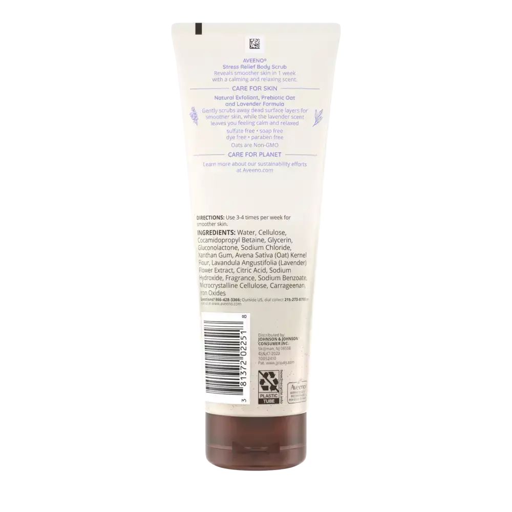 Aveeno Stress Relief Exfoliating Body Scrub, Lavender Back