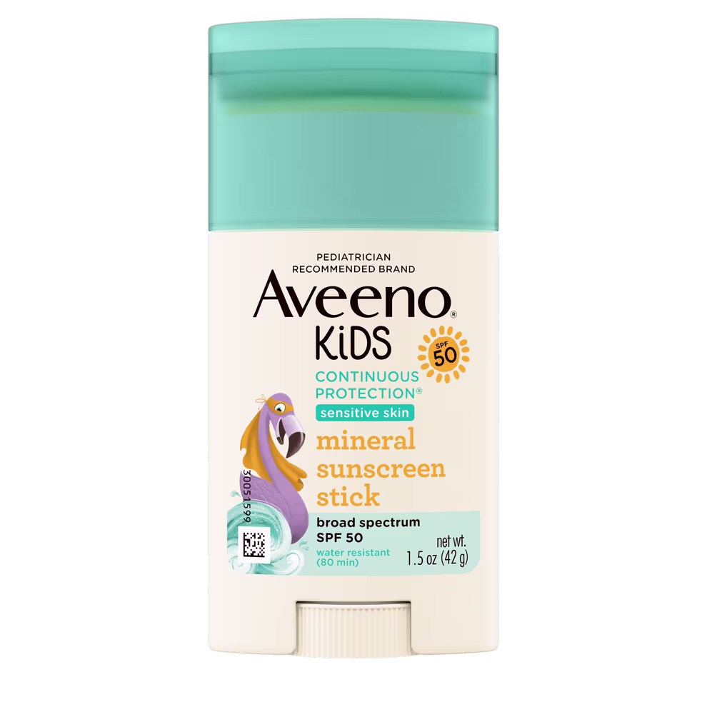 Pack shot of Aveeno® Kids Continuous Protection® Mineral Sunscreen Stick with Broad Spectrum SPF 50