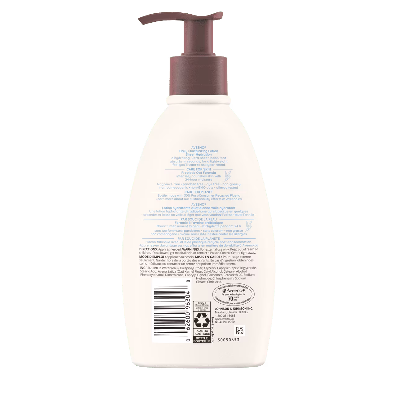 Back Shot of AVEENO® Daily Moisturizing Lotion Sheer Hydration