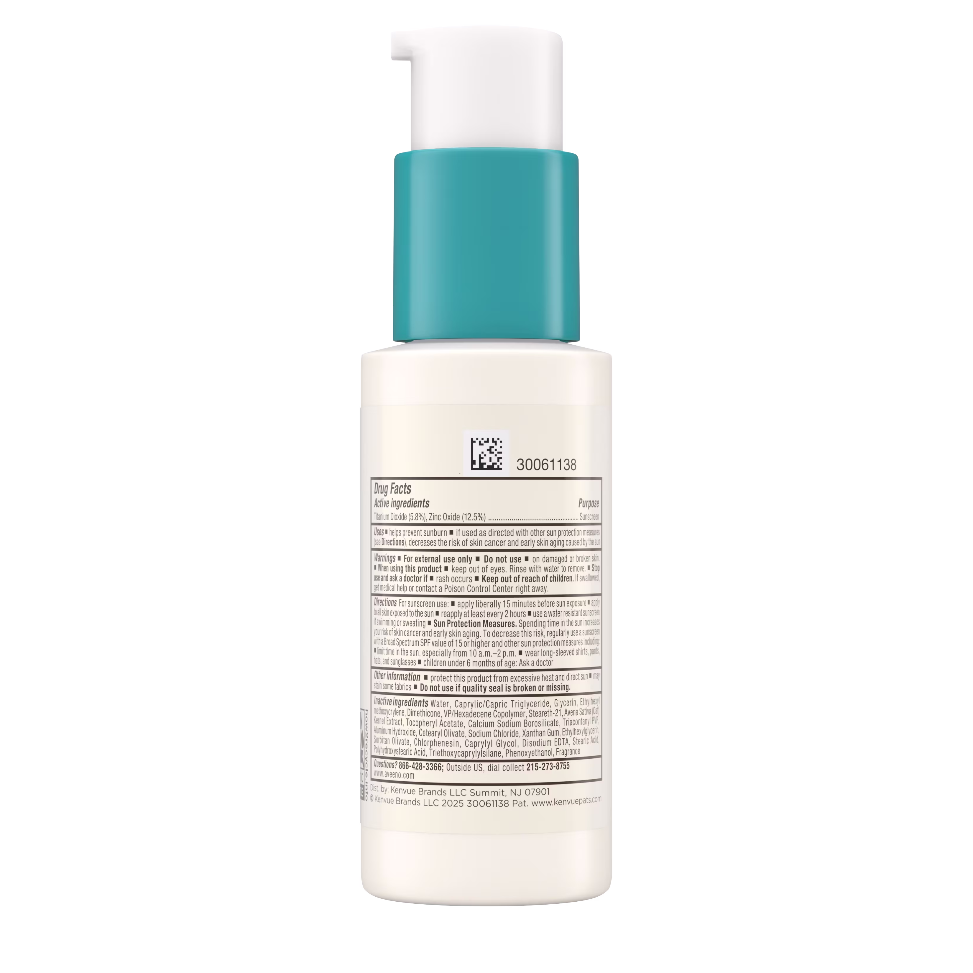 AVE US US 381372026608 120266000 693216 Kids Daily Moisturizer SPF30 1p5oz PR 00180 Back pack shot of Aveeno® Kids Daily Moisture Face Lotion & Mineral Sunscreen SPF30