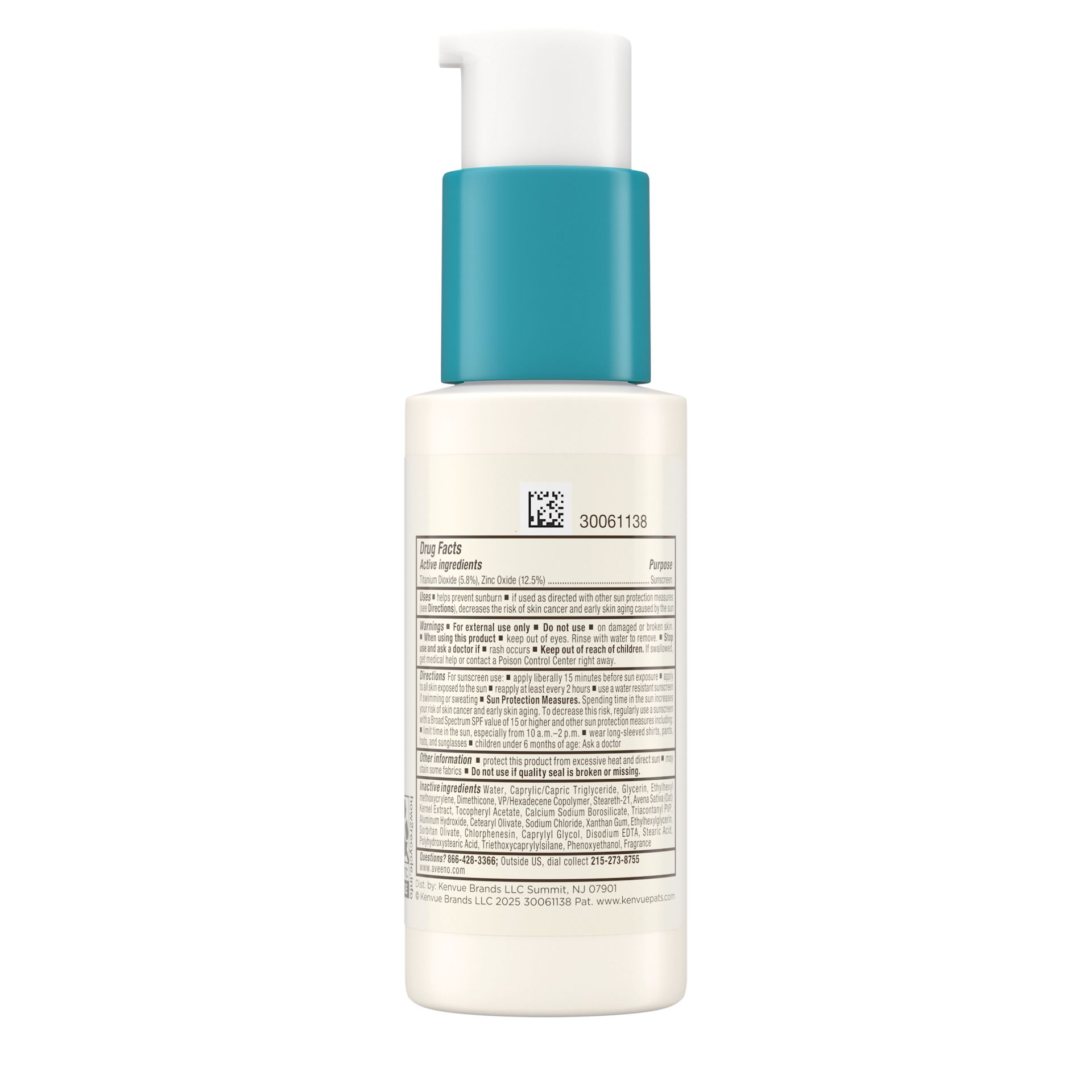 Back pack shot of Aveeno® Kids Daily Moisture Face Lotion & Mineral Sunscreen SPF30
