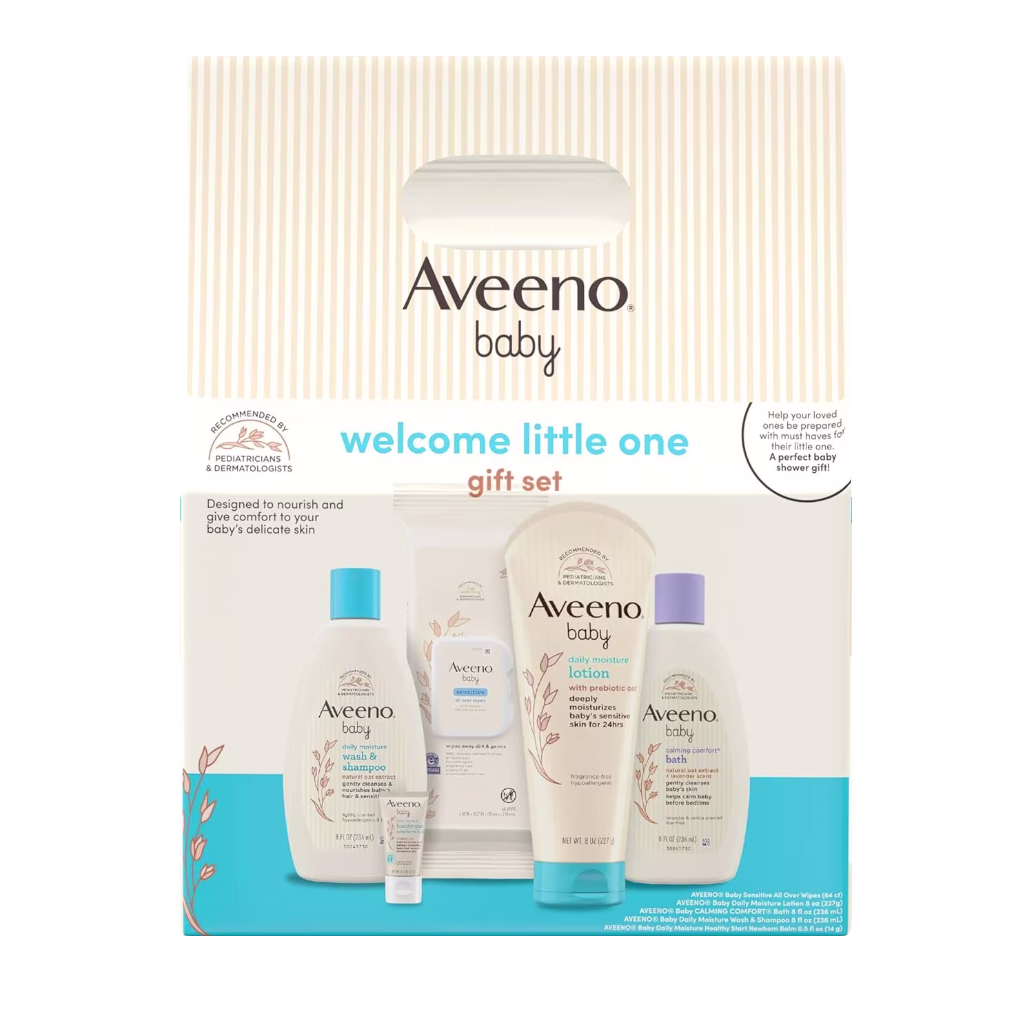 Front pack shot of Aveeno® modern Baby Welcome Little One Gift Basket