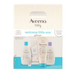 Front pack shot Front pack shot of Aveeno® modern Baby Welcome Little One Gift Basket