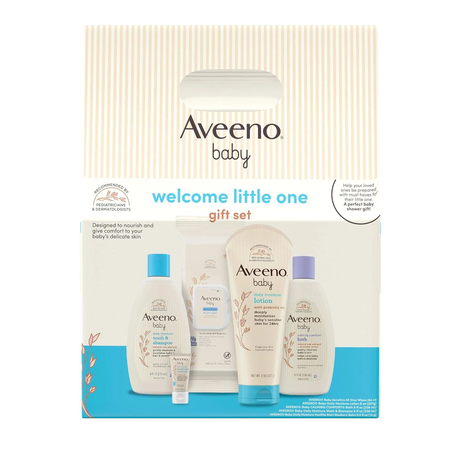Front pack shot of Aveeno® modern Baby Welcome Little One Gift Basket