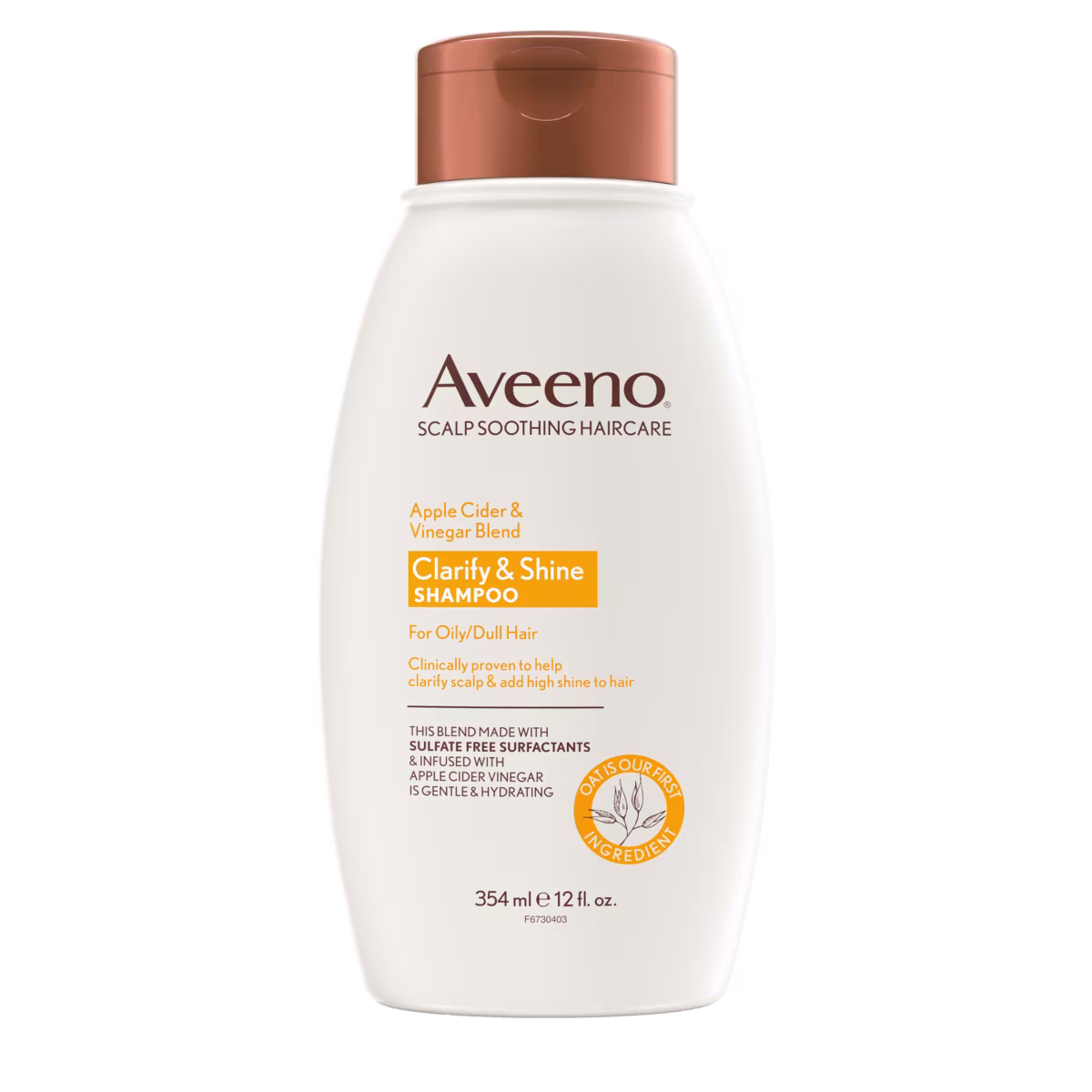 Pack shot of Aveeno® Apple Cider Vinegar Blend Clarify & Shine Shampoo for Oily/Dull Hair, 12 fl oz