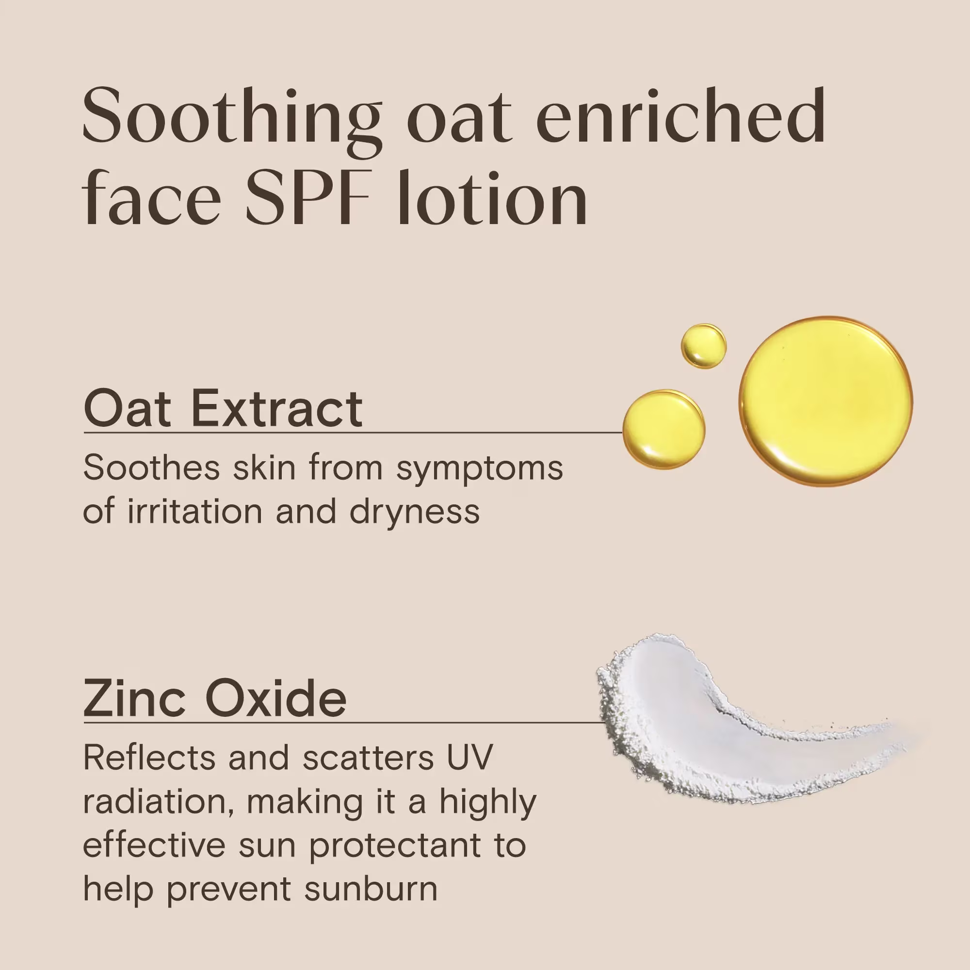Soothing oat enriched face SPF lotion with oat extract and zinc oxide