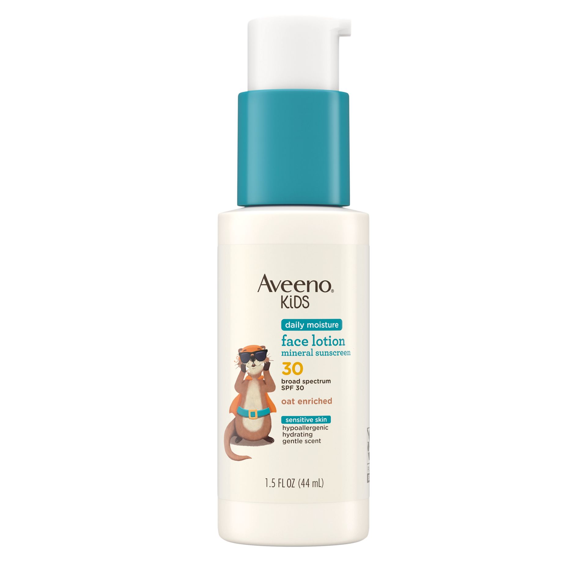Front pack shot of Aveeno® Kids Daily Moisture Face Lotion & Mineral Sunscreen SPF30