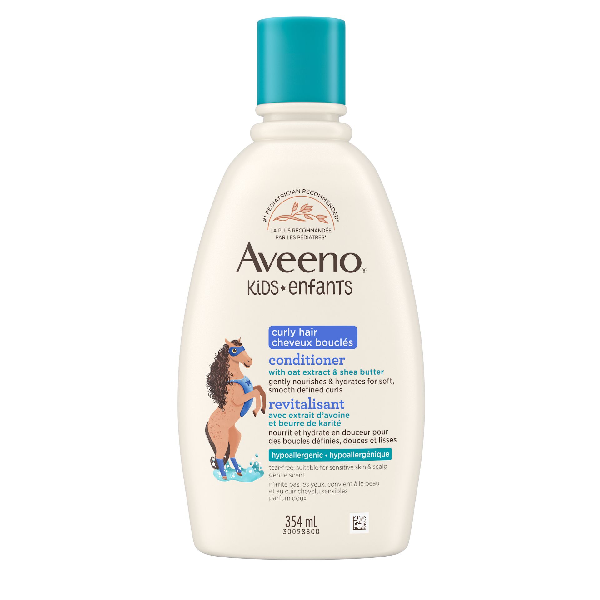 Vue de face du Revitalisant pour  cheveux bouclés AVEENO® Kids, bouteille de 354 ml