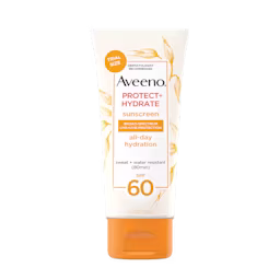 Pack shot of Aveeno® Protect + Hydrate Sunscreen Face Lotion Broad Spectrum SPF 60, 1 fl oz