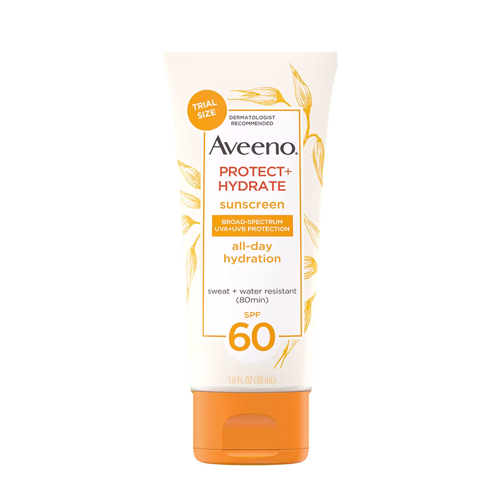 Pack shot of Aveeno® Protect + Hydrate Sunscreen Face Lotion Broad Spectrum SPF 60, 1 fl oz