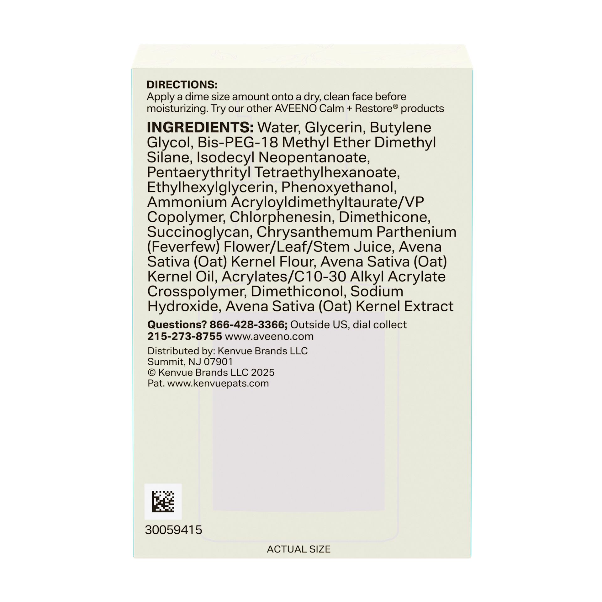  Aveeno Calm + Restore Triple Oat Serum for Sensitive Skin Back