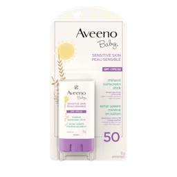 AVEENO® BABY® écran solaire minéral en bâton Visage FPS 50, Peau sensible, Bâton 13 g