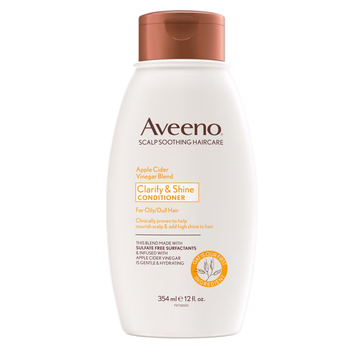 Front pack shot of Aveeno® Apple Cider Vinegar Blend Clarify & Shine Conditioner
