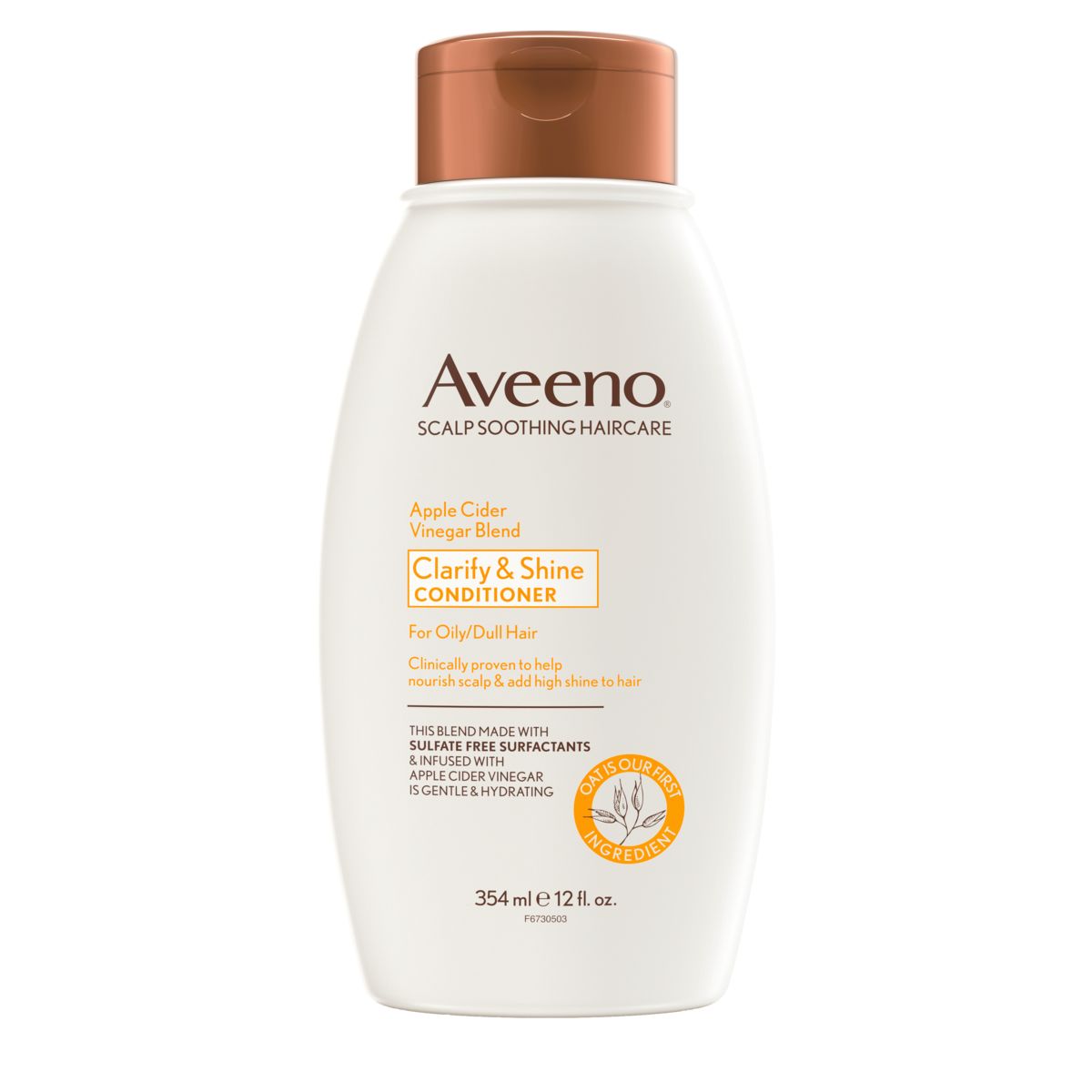 Front pack shot of Aveeno® Apple Cider Vinegar Blend Clarify & Shine Conditioner