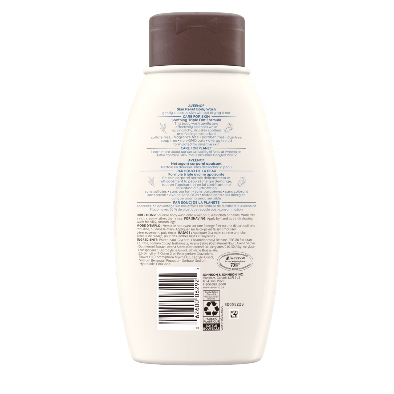 AVEENO® Skin Relief Body Wash, Fragrance-free, 532ml, back label