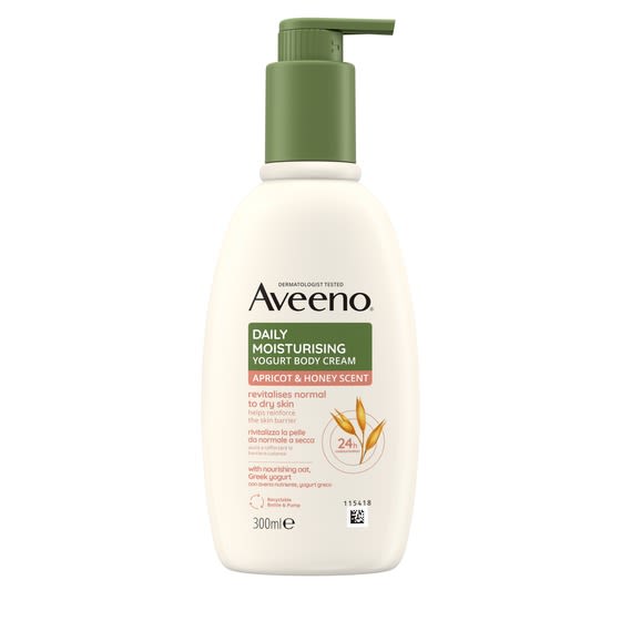 AVEENO® DAILY MOISTURISING CREMA CORPO IDRATANTE ALLO YOGURT, AL PROFUMO DI MIELE E ALBICOCCA
