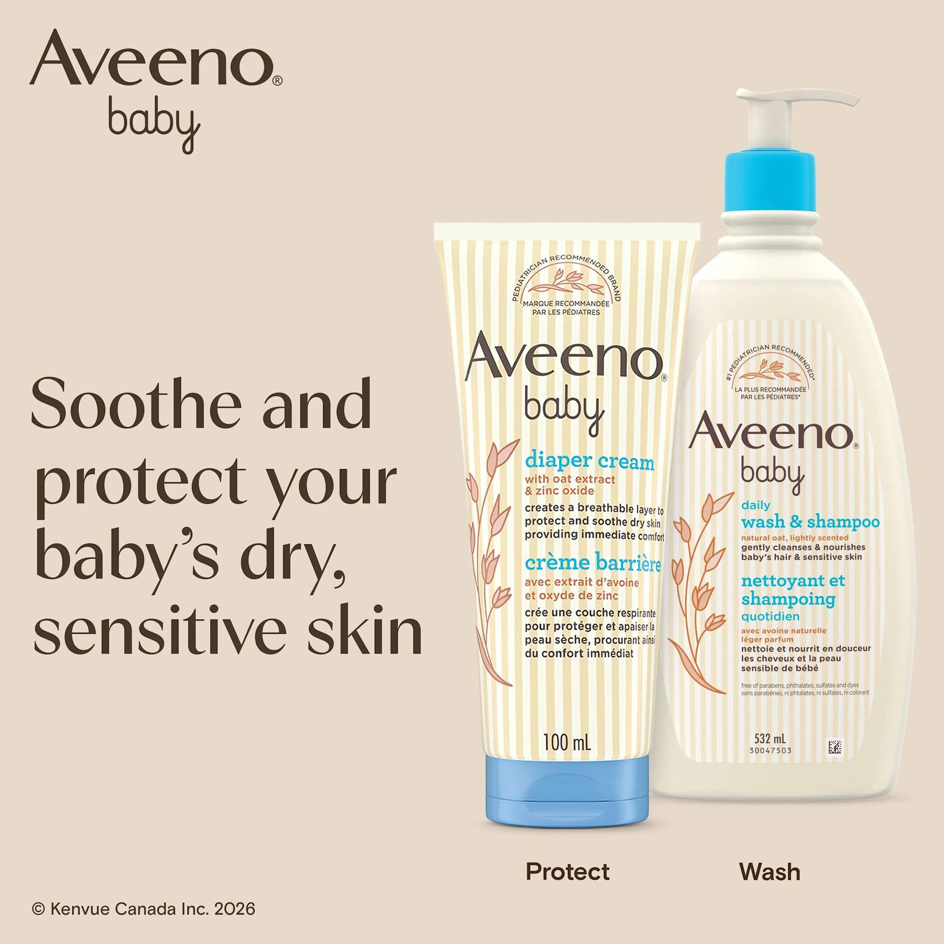 AVEENO® Baby Diaper  Cream,100mL bottle