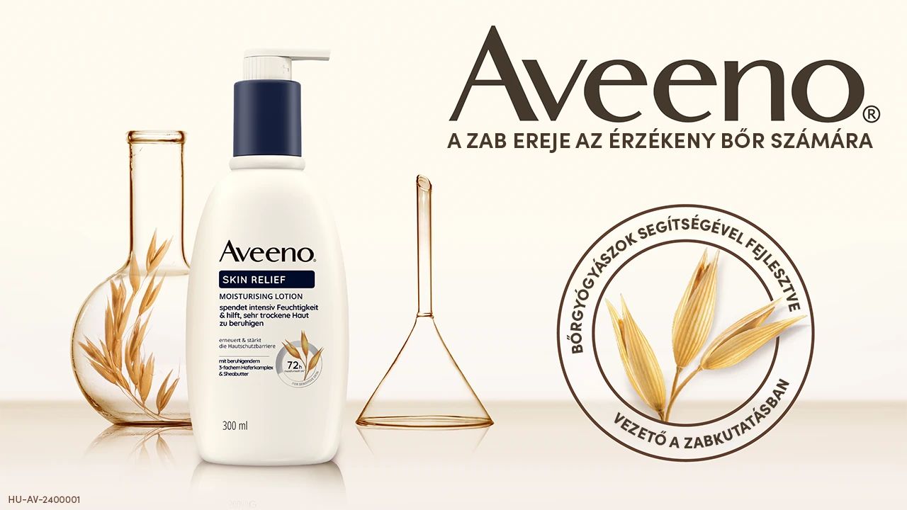 Řada péče o pokožku Aveeno® Skin Relief – Aveeno® Skin Relief Tělové mléko, Aveeno® Skin Relief Tělový olej ve spreji, Aveeno® Skin Relief Hydratační krém na ruce, Aveeno® Skin Relief Hydratační sprchový gel – Aveeno® Skin Relief, vyvinuto s dermatology