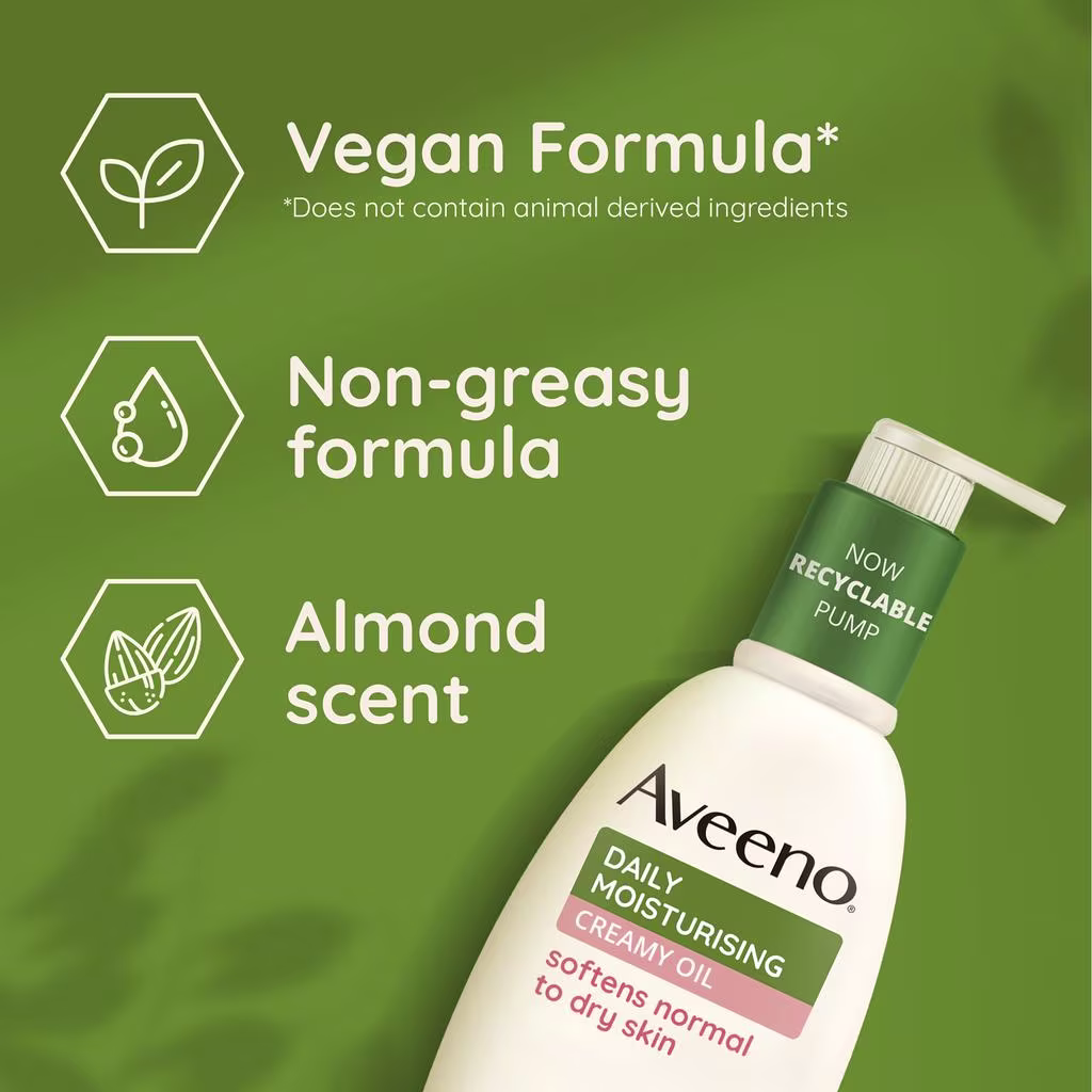 vegan formula, non- greasy formula and almond scent