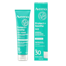 AVEENO® Protect + Soothe Face Mineral Sunscreen for Sensitive Skin with SPF 30, squeeze tube, 50 mL