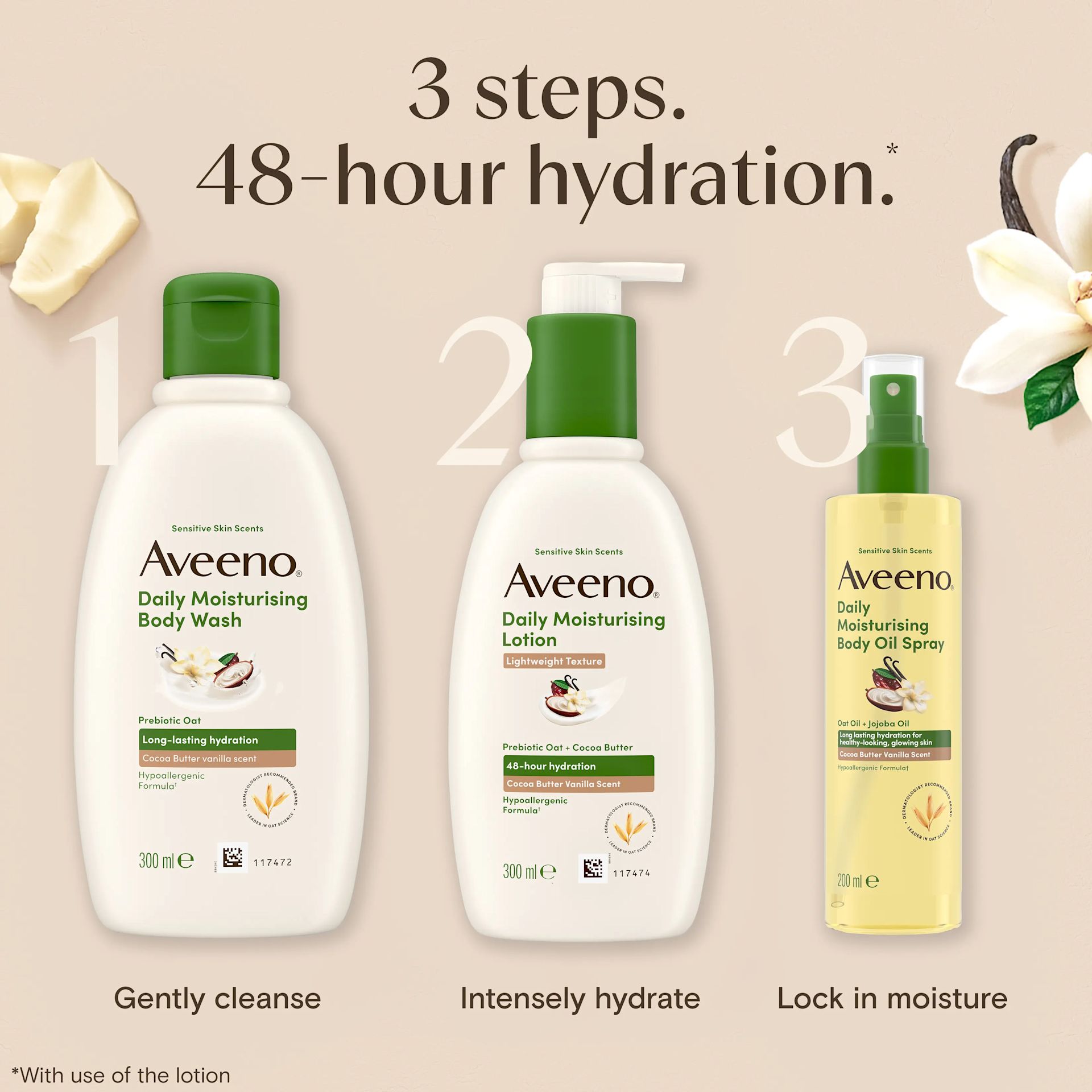 AVE EMEA UK 3574661883755 Aveeno Daily Moisturising Oil Spray Cocoa Vanilla 200ML SI06 THUMB JPG