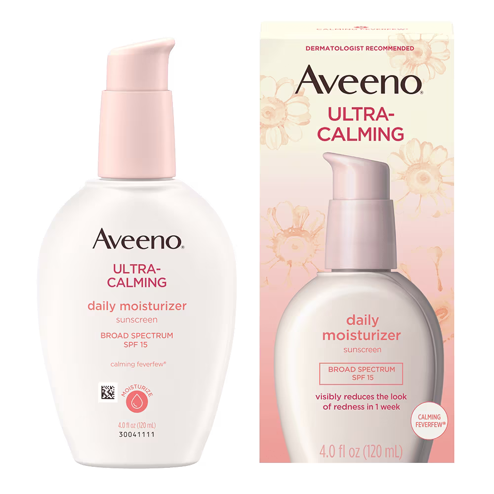 Front Pack shot of Aveeno® Ultra Calming Daily Moisturizer sunscreen broad spectrum SPF15