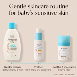 Gentle skincare routine for baby’s sensitive skin, gently cleanse, protect and soothe & moisturize