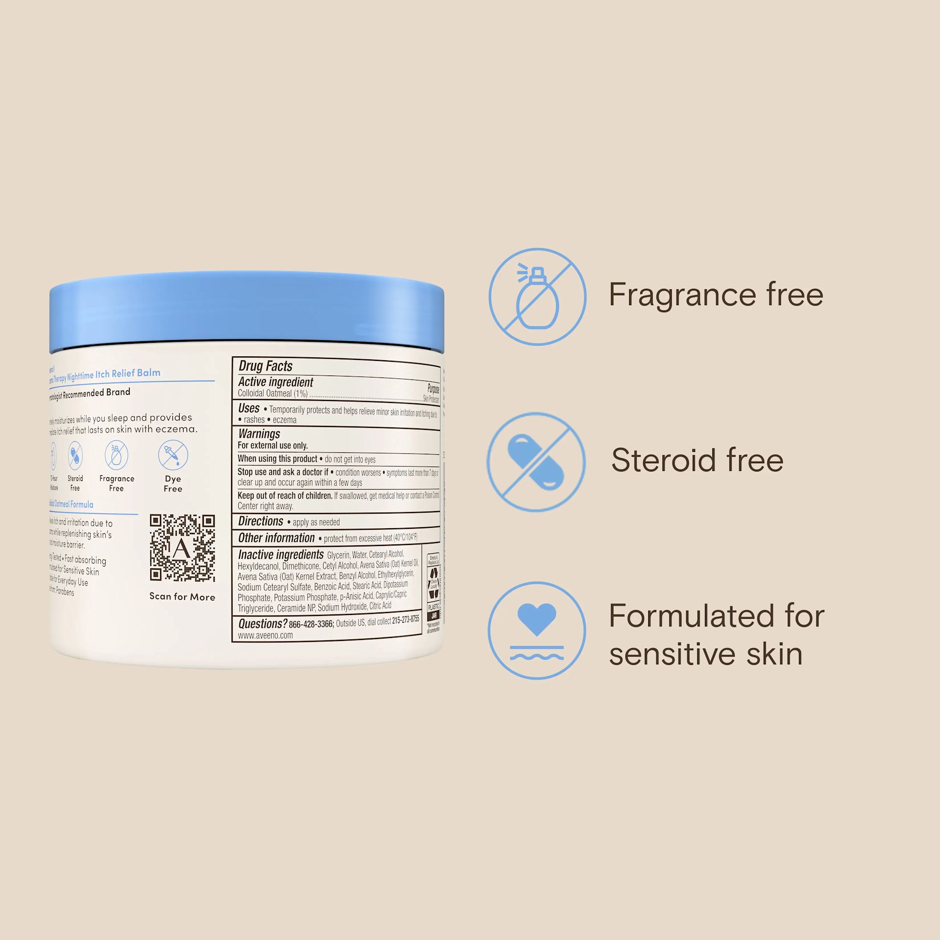 Nighttime Balm. Fragrance-free, steroid free and  formulated for sensitive skin