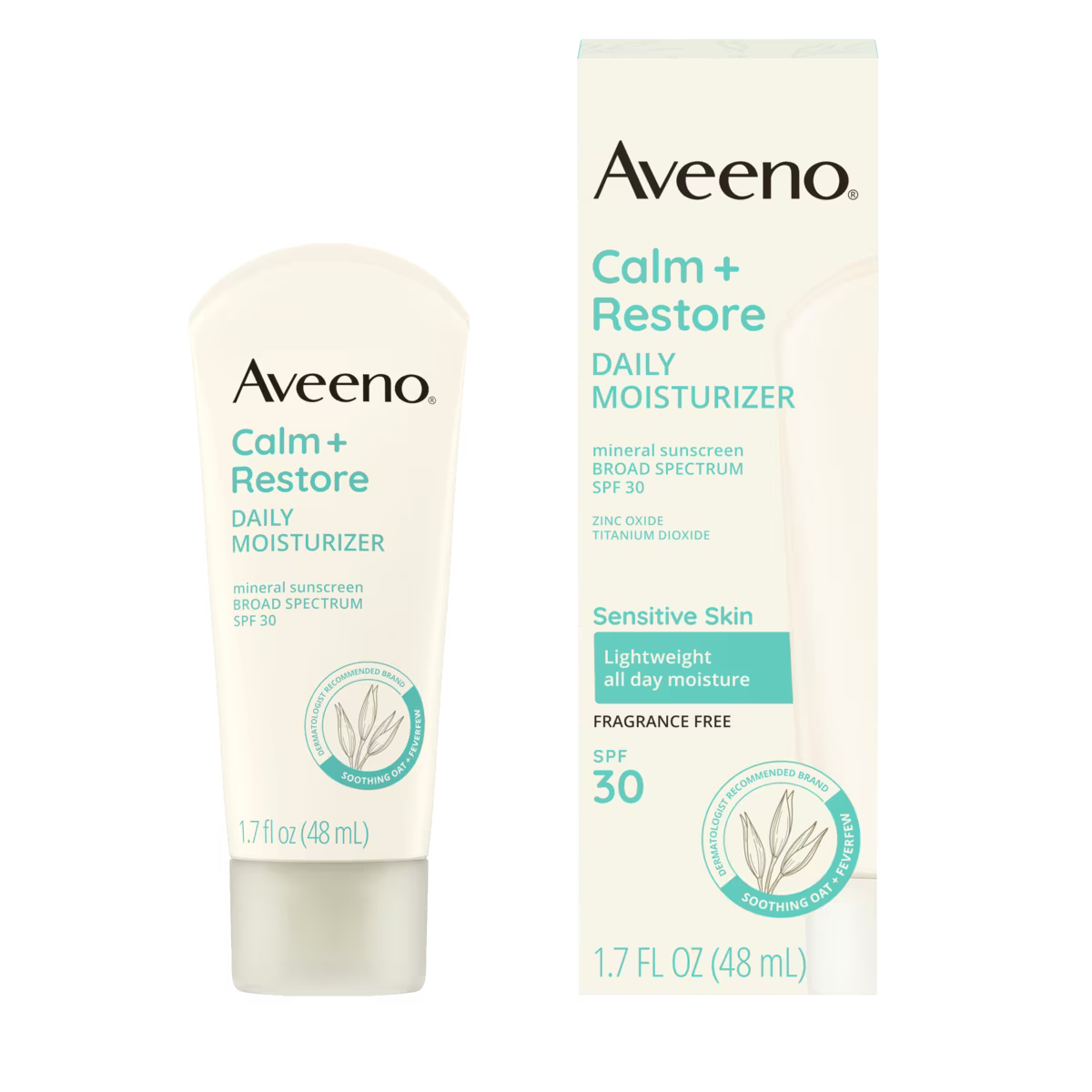 Front shot of Aveeno® Calm + Restore® Daily Moisturizer Mineral Sunscreen SPF 30