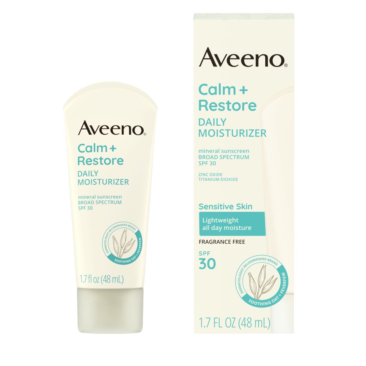 Front shot of Aveeno® Calm + Restore® Daily Moisturizer Mineral Sunscreen SPF 30