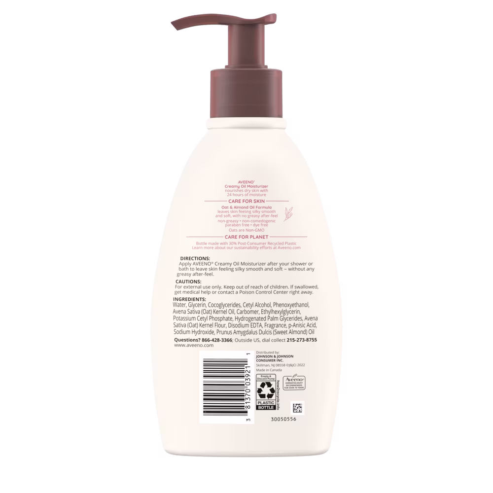 Aveeno Creamy Oil Body Moisturizer for Dry Skin Back