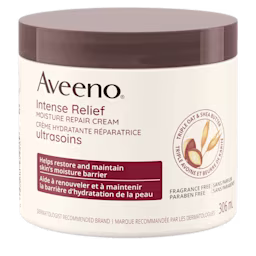 Panneau avant du pot de la crème hydratante réparatrice ultrasoins AVEENO®