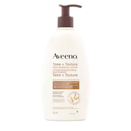 Bottle of Aveeno® Tone + Texture Daily Renewing Lotion in 532mL