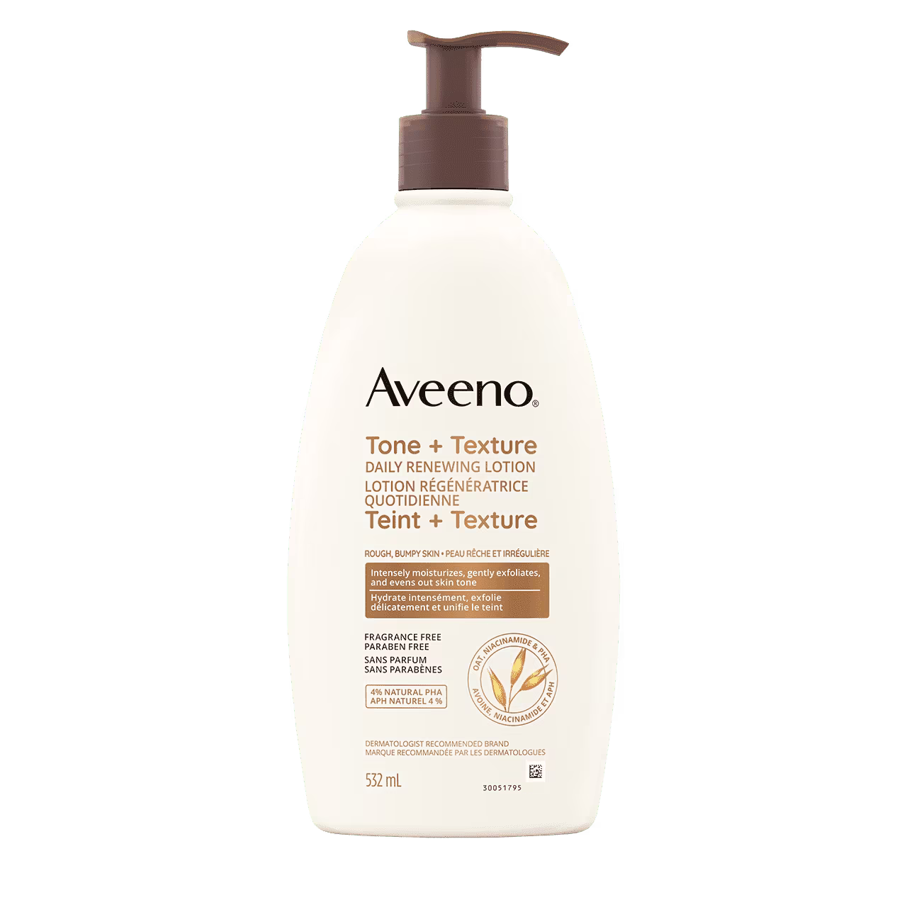 Bottle of Aveeno® Tone + Texture Daily Renewing Lotion in 532mL