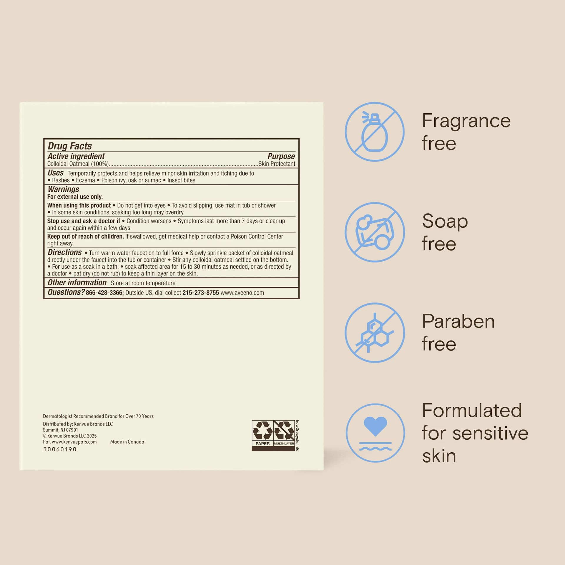 Fragrance free, soap free, paraben free, formulated for sensitive skin