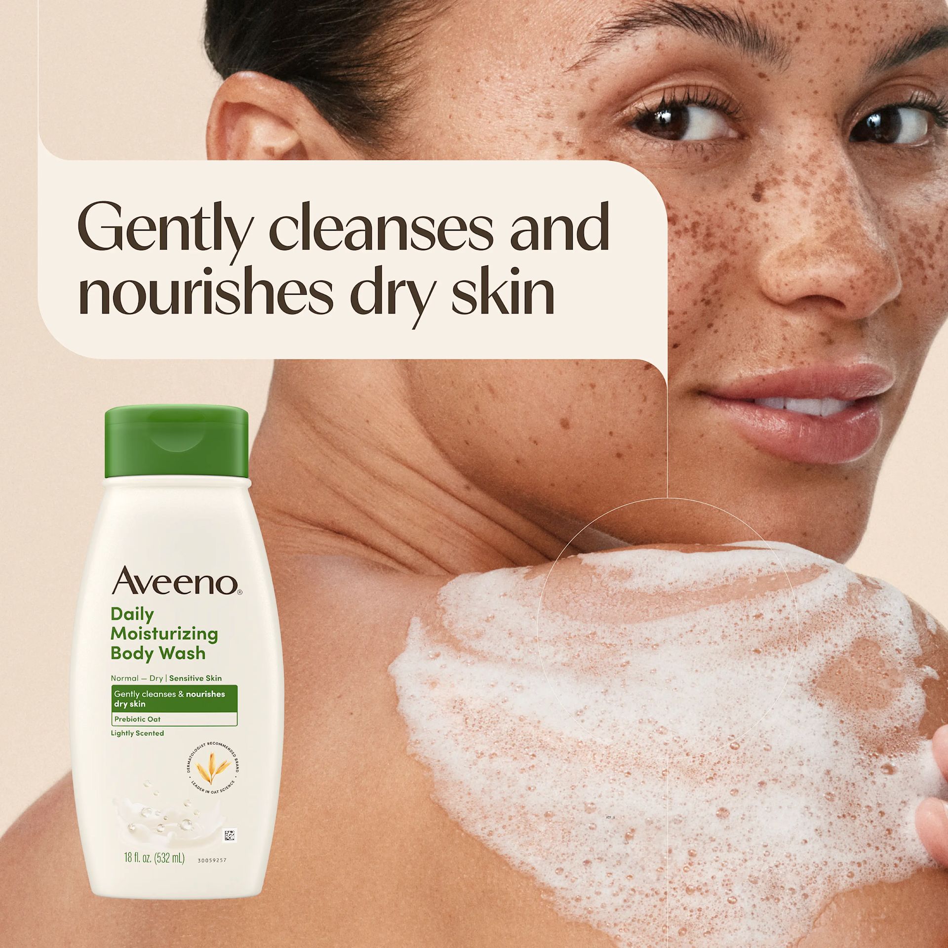 Daily moisturizing body wash, gently cleanses and nourishes dry skin