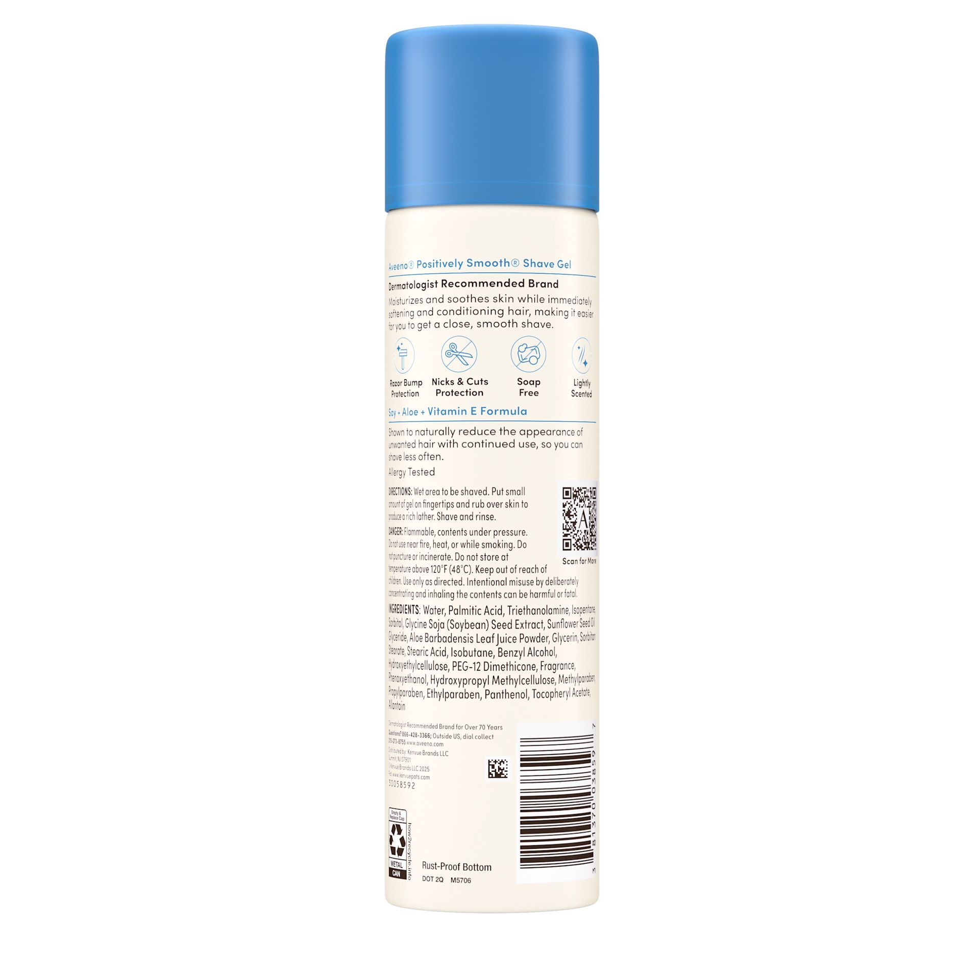 Back Pack shot of Aveeno® Positively Smooth Shave Gel