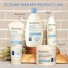 Aveeno® Eczema Therapy product line with regimen to moisturize, relieve and treat eczema-prone skin