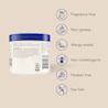 Fragrance-free, non-greasy, allergy tested, non-comedogenic, paraben free, dye free