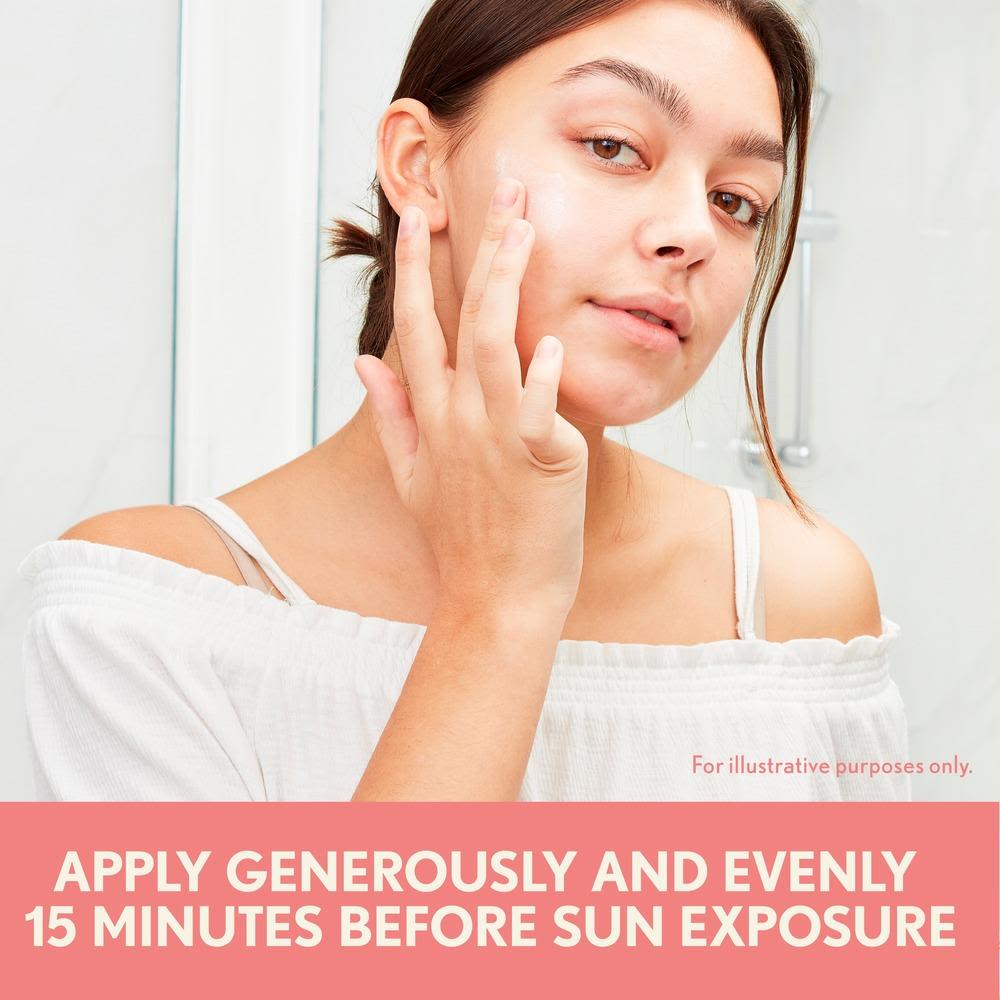 Apply generously and evenly 15 minutes before sun expose, for illustrative purposes only