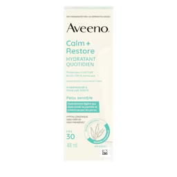Panneau avant de l’hydratant quotidien avec écran solaire minéral FPS 30 Aveeno® Calm + Restore
