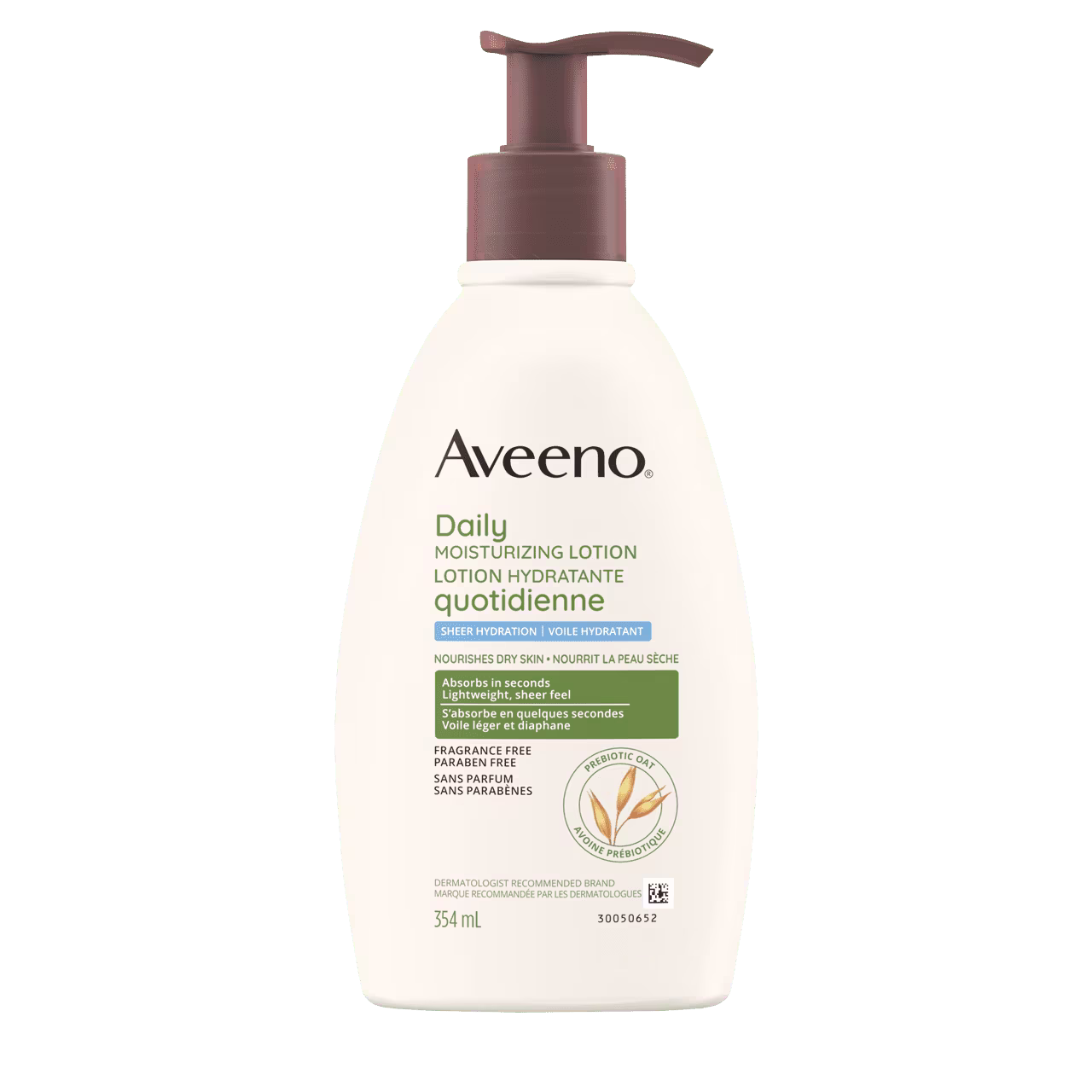 Panneau avant du flacon de la lotion hydratante quotidienne AVEENO® Voile hydratant