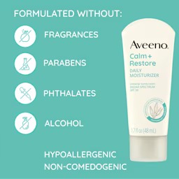 Aveeno® C+R Daily Moisturizer formulated without fragrances, parabens, phthalates and alcohol